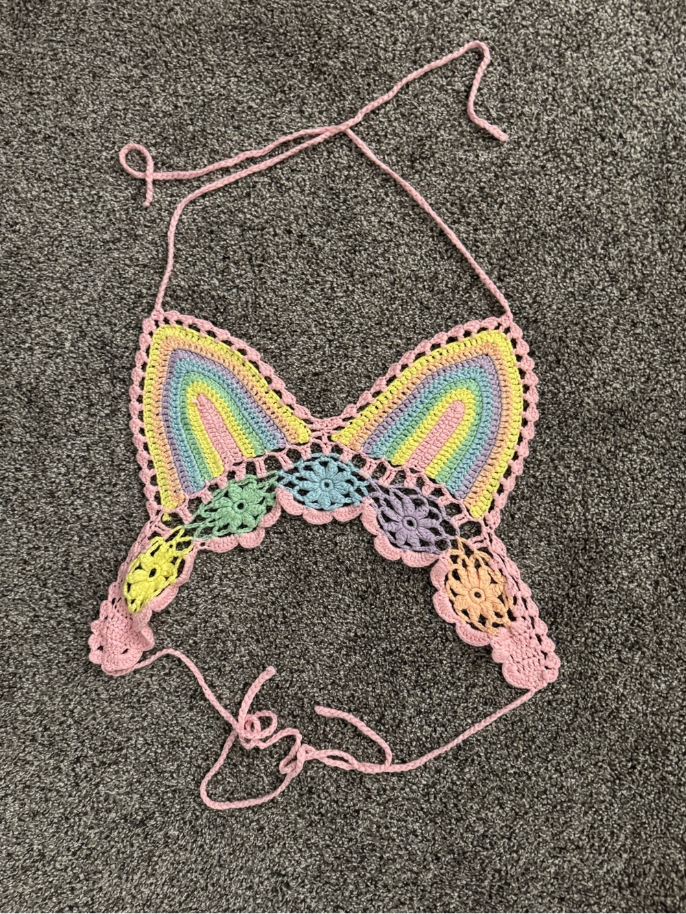 Handmade Crochet Rainbow Top - Pink & Pastel